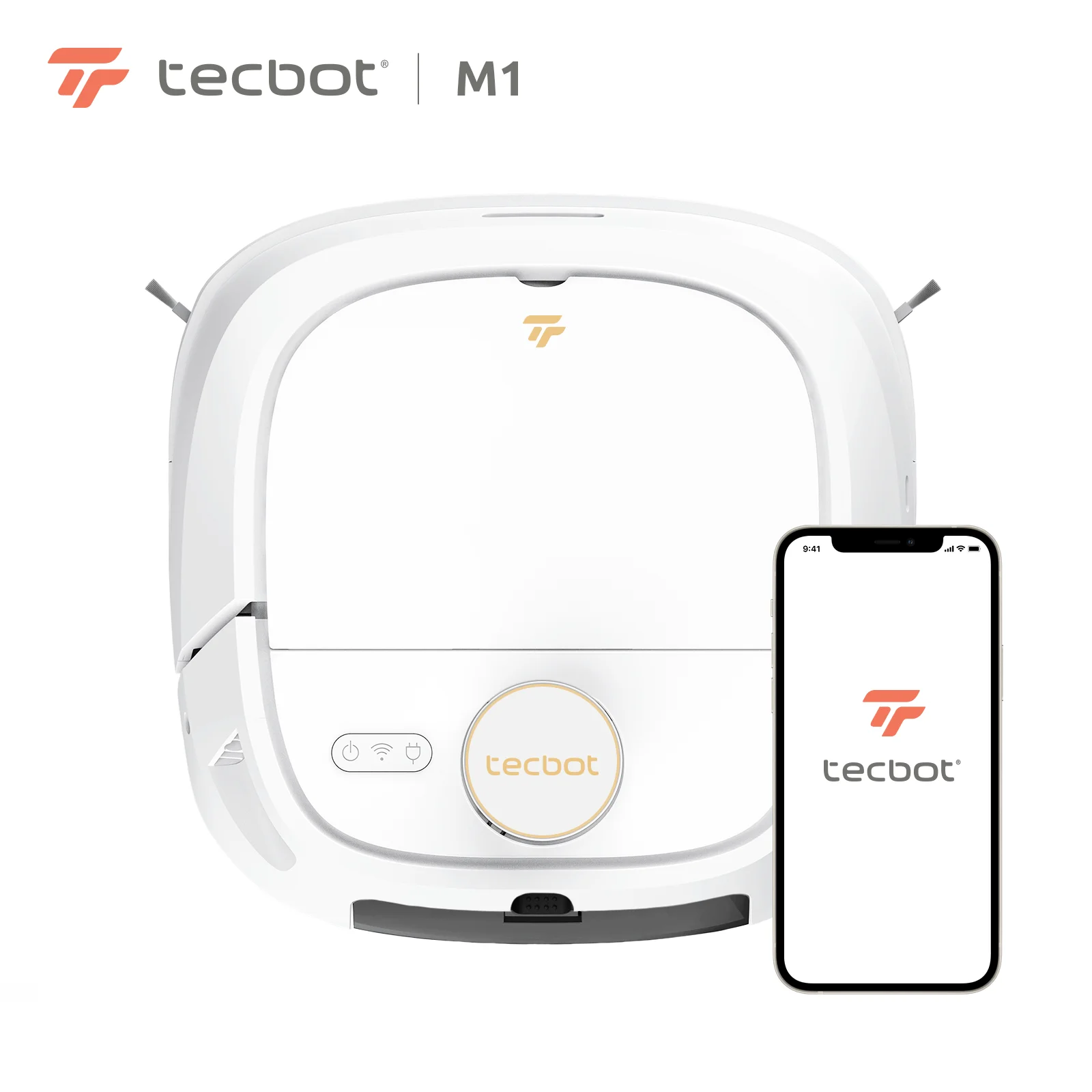 Tecbot Smart Wifi APP Control Self-Rinse Roller-Mop Sweep Suction Mopping Automatic Washing Mop Robot Vacuum Cleaner