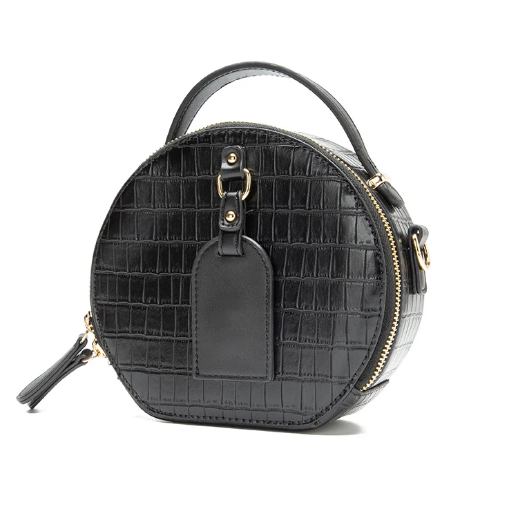 AZB059 Hot Sale Crocodile Vegan Pu Leather Popular Shoulder Purse Round Shape Women Purses Handbags Wholesale Handbags for Women