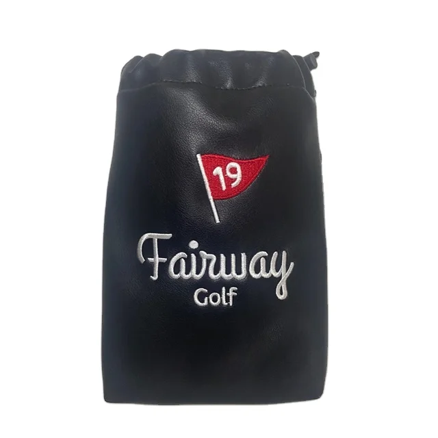 Popular leather pouch golf valuables pouch ball tee pouch bag with drawstring