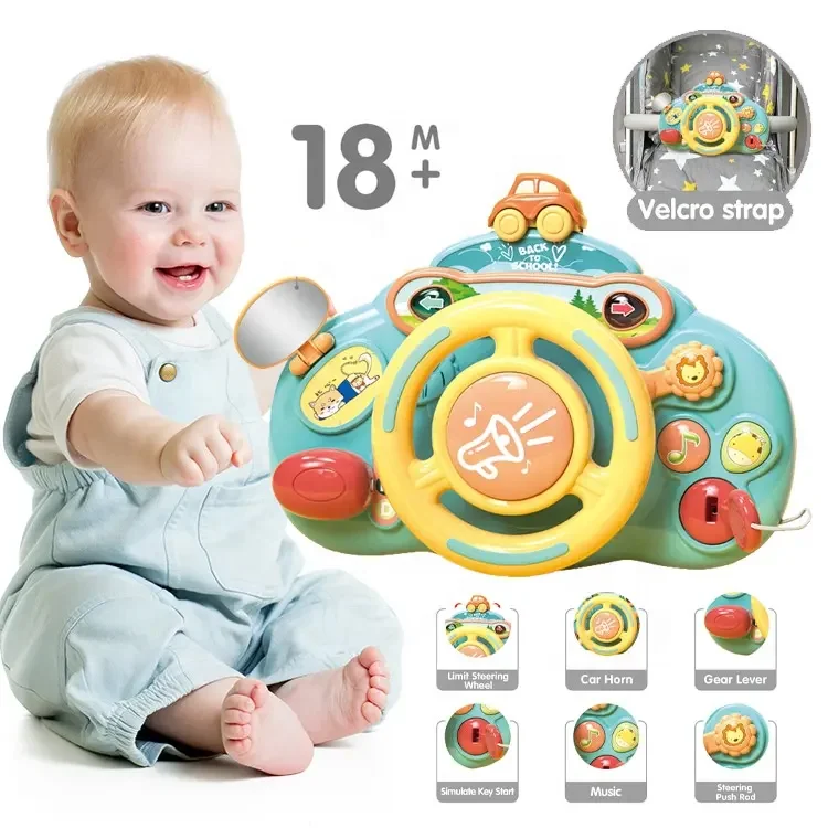 New design Educational Learning Musical Electric Baby Car Steering Wheel Toys From 12 to 18 Months baby Light Up toys