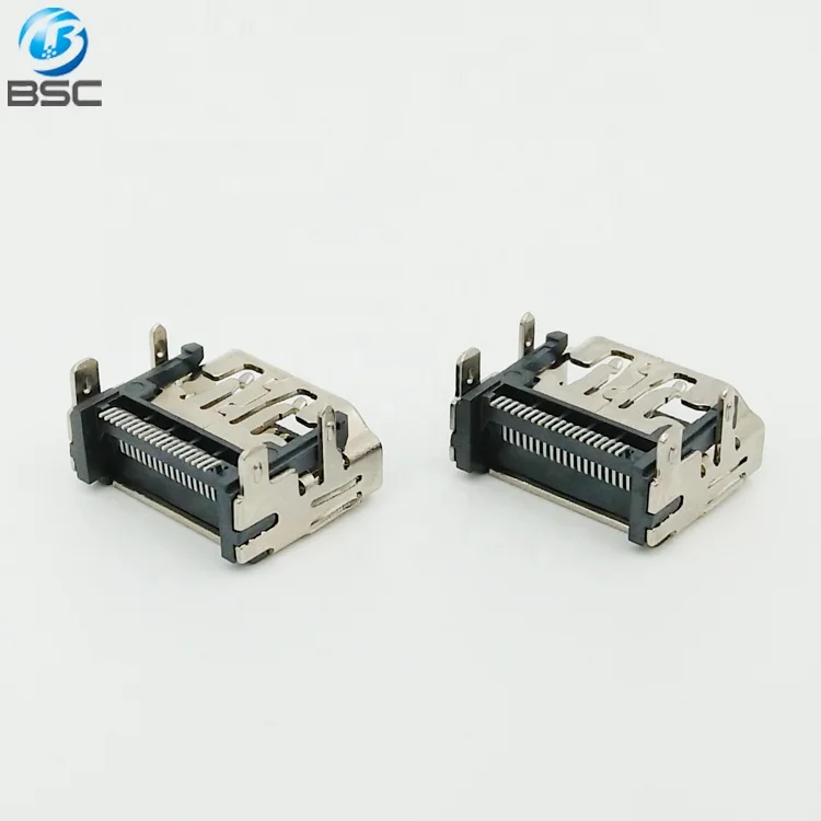 19P Type A Female Right Angle SMT HD-MI High Definition Multimedia Interface Connector for Audio & Video Data Transmission