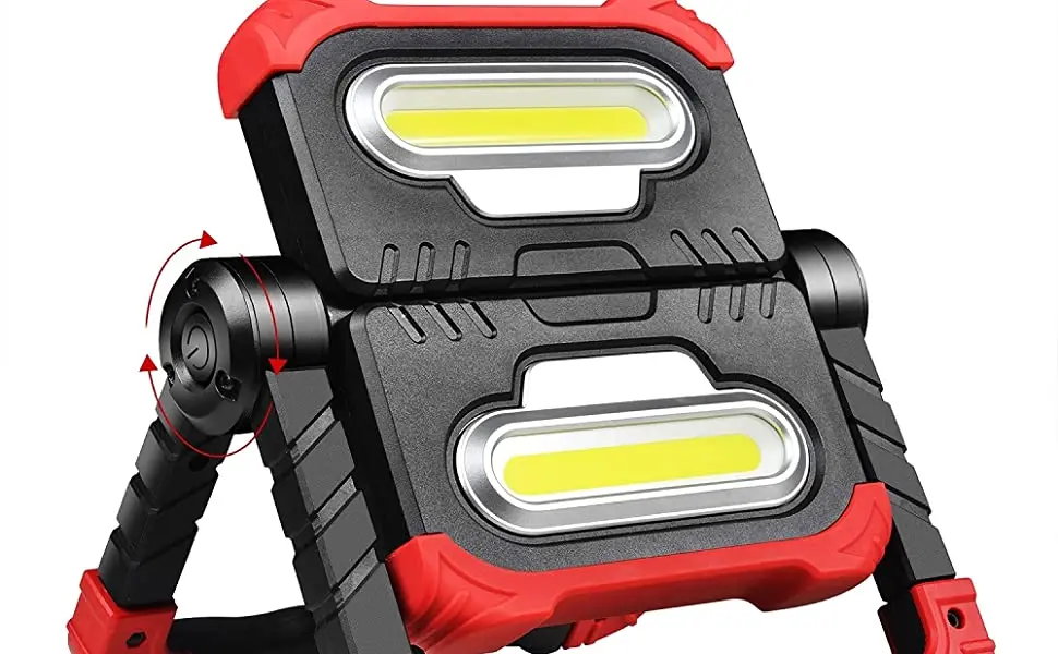 360 Degrees Rotation Folding Portable 20W LED Rechargeable 2 COB Work Light With Magnetic Base