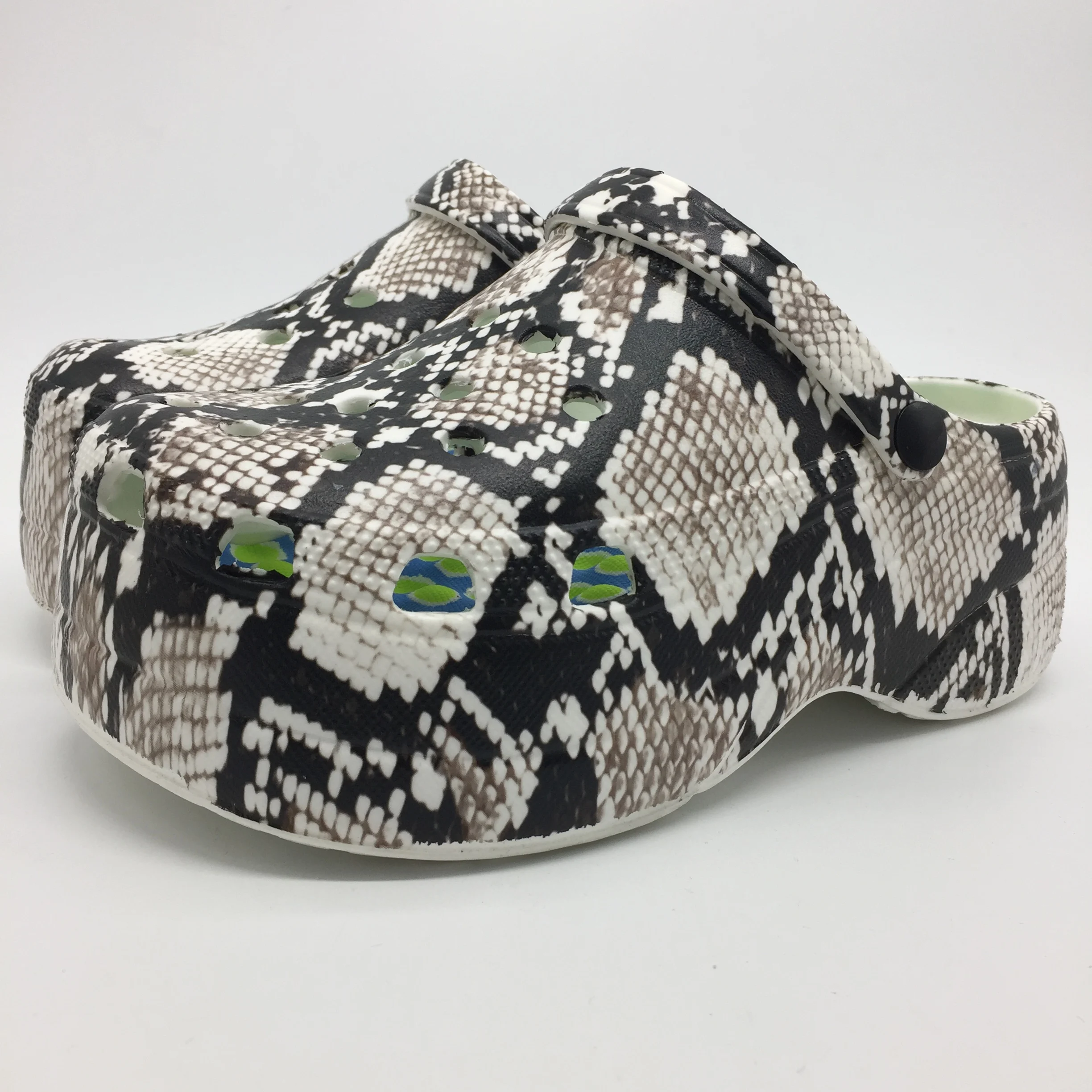 Женские сабо на высокой платформе с радужным принтом животных, женские садовые сабо на платформе из ЭВА, сабо на толстой подошве 10 см, обувь на танкетке для женщин