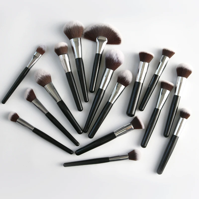 40pcs Black Luxury Makeup Brush Set Kit Wholesale Wood Handle Private Label foundation Cosmetic makeup brushes
