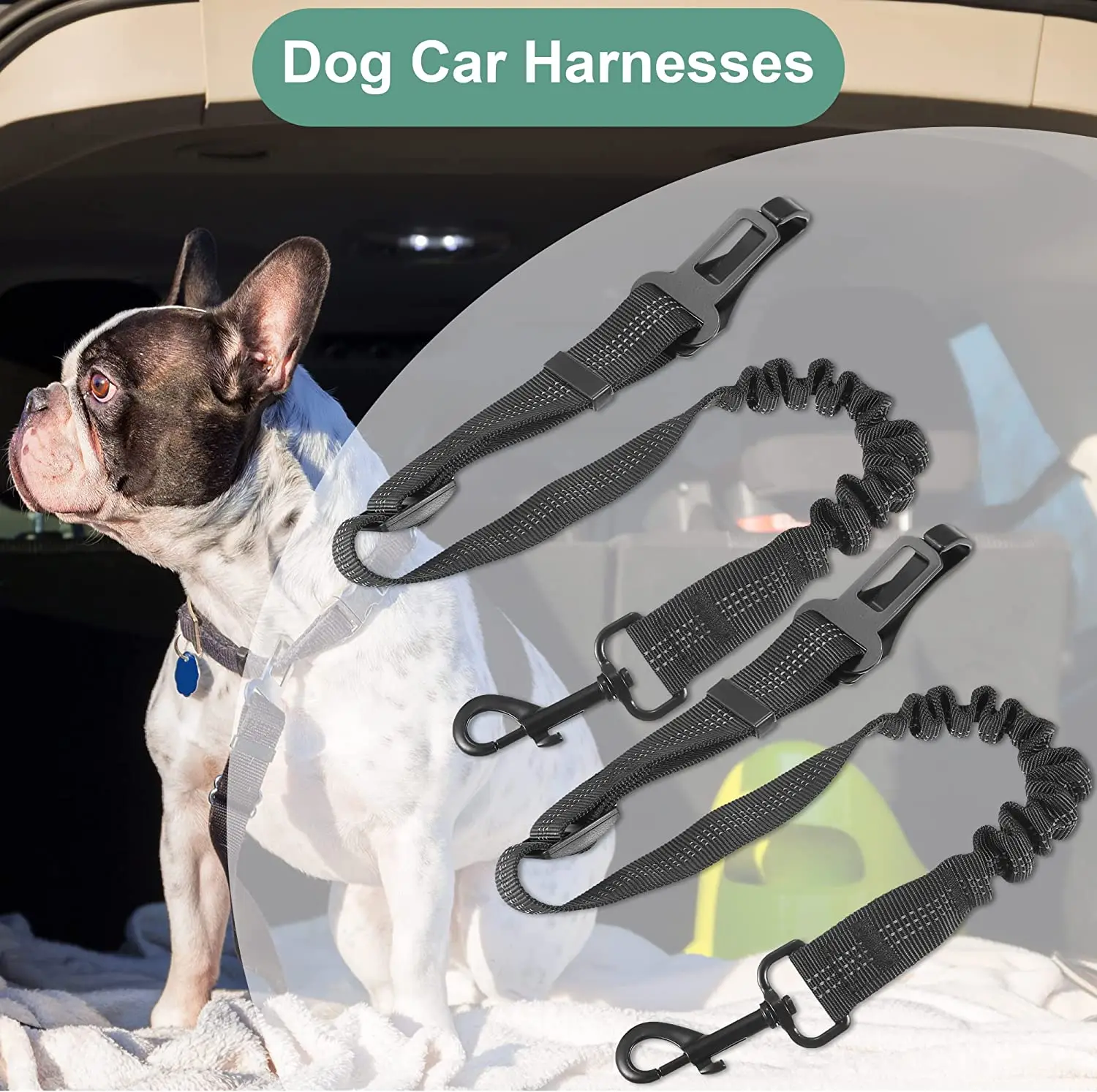 Reflective Adjustable  custom Pet Dog car Harness with Easy Control Training Handle for  Dogs