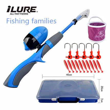 ILURE 1.2m Kids Fishing Pole Rod and Reel for Youth Kids Includes Storage Box Fully Fishing Equipment Fun Fishing