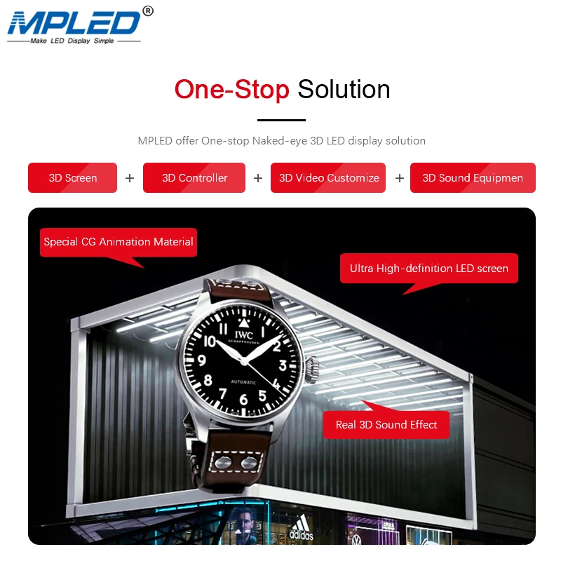 MPED Naked eye 3D LED display screen Easy maintenance P10 P8 P7.8 P6 3d led movie display