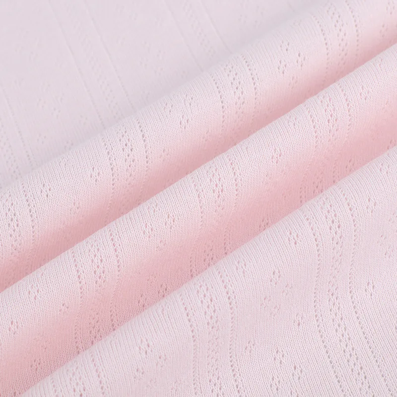 HAHOO New Design 1x1 ribbed cotton fabric knitting pure cotton mesh jacquard fabric for baby Mosquito-proof socks