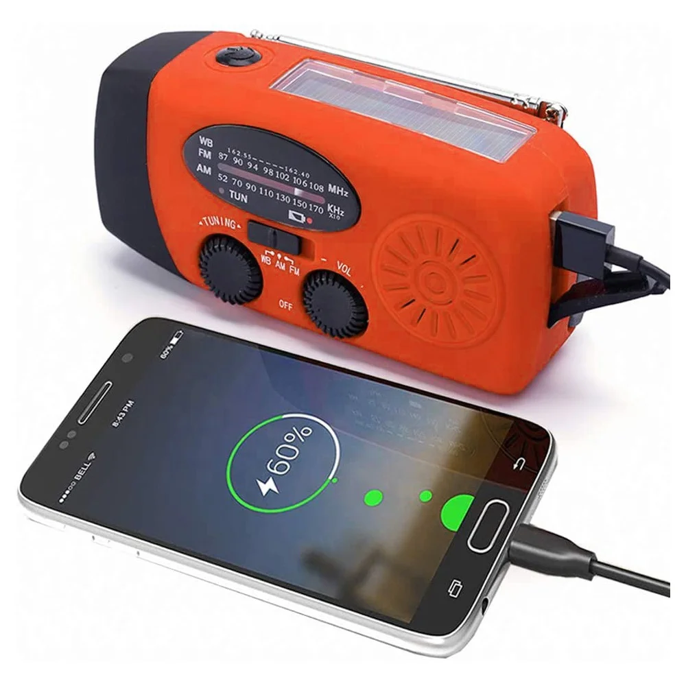 Factory Wholesale Cheap Emergency Solar Radio 2000mAh AM FM Hand Crank Solar Radio Portable