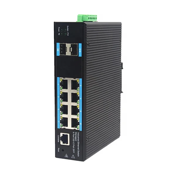 10/100/1000Mbps management industrial 8 port POE Network Switch with 2 Fiber optical port