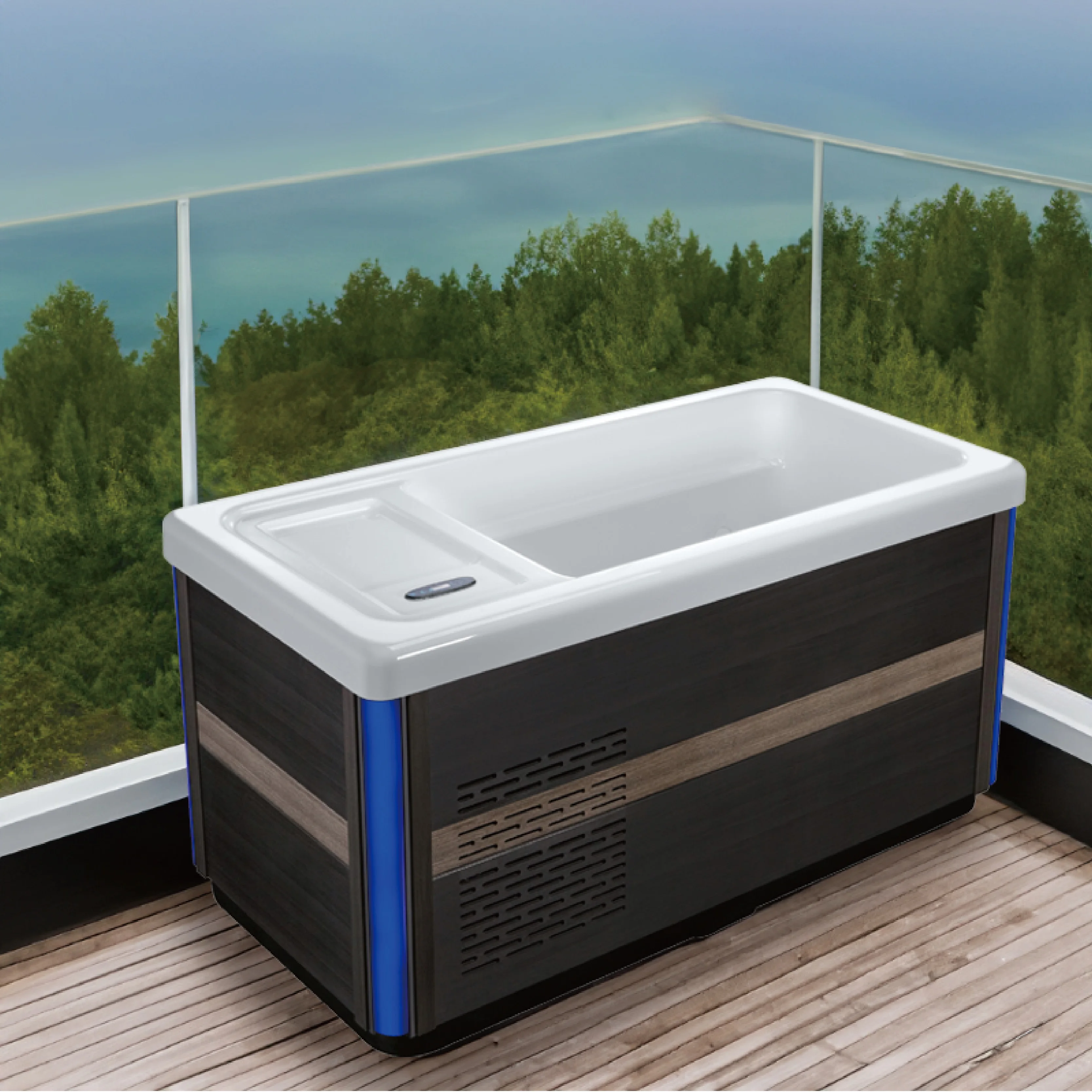 Sunrans Manufacturer ECO Chiller Cold Plunge Ice Bath Tub With Cooling System Cover Outdoor Therapy Recovery Tub 1 Person