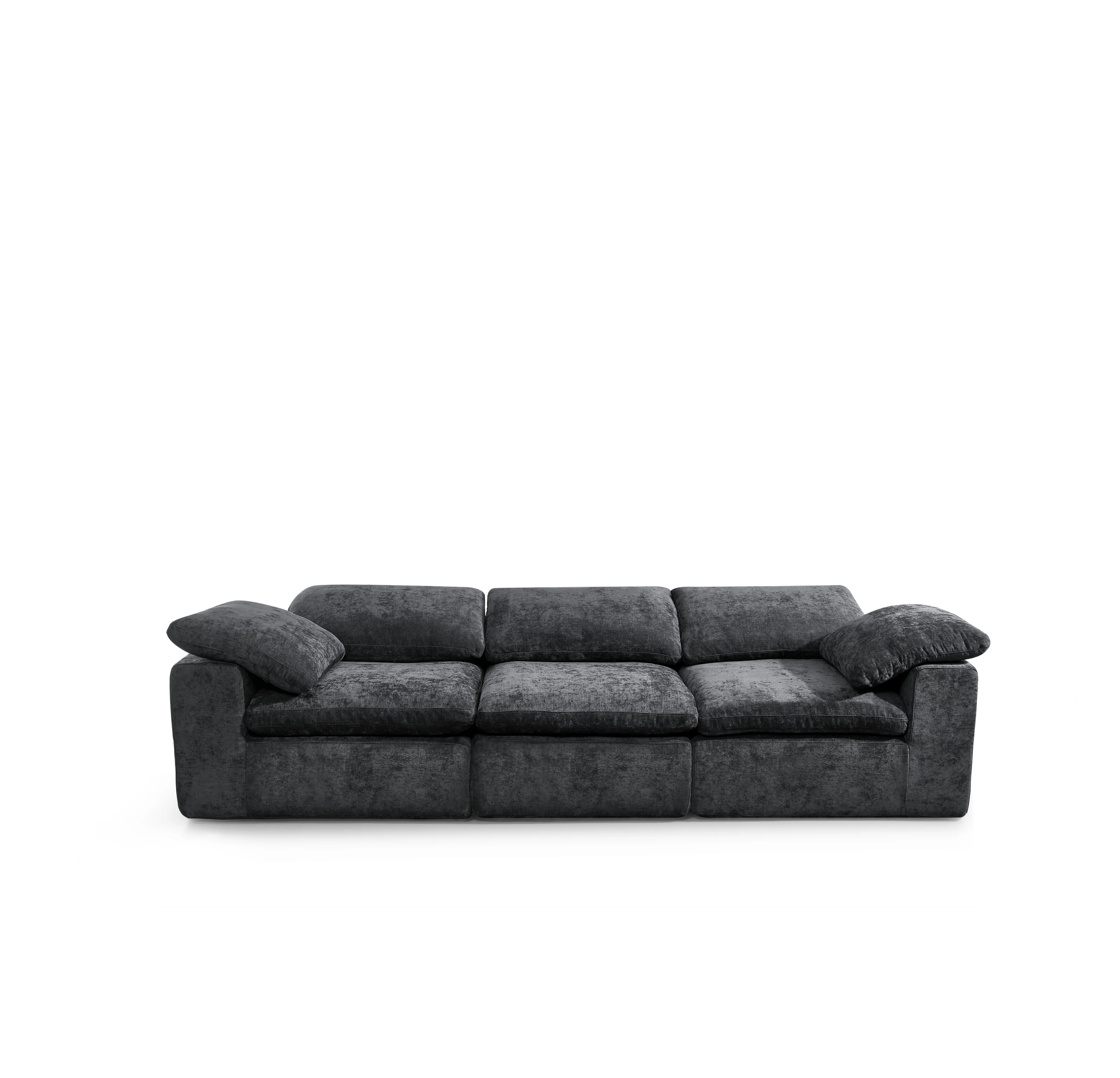 Modern Nordic Design Compressed I-Shape Sofa Set Velvet Three-Seater Sofa Funitute Easy Shipment and Move
