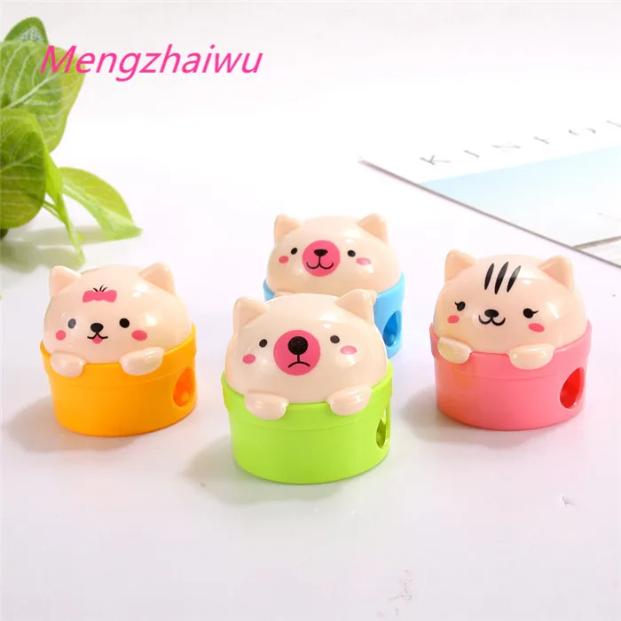 Saudi Arabia kids stationery items list with price cute animal double hole manual kawaii wood pencil sharpener