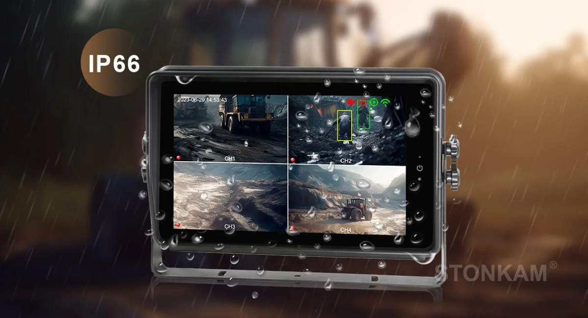 STONKAM AI-Powered Backup Camera System IP66 GPS Recording Monitor Identifies Pedestrians Vehicles Reverse Camera AI Detection C