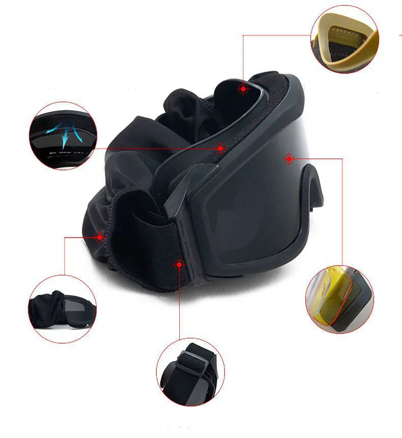 Outdoor Sport Protective Eyewear Shooting Gaming Sports Hiking Ski Riding Visors Glasses Motocross Goggles