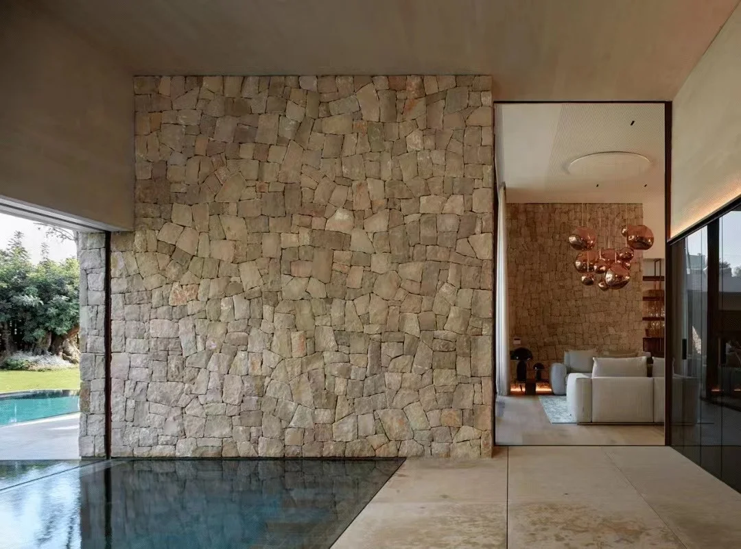 External Natural Stone Beige Landscape Wall Cladding Limestone Tiles