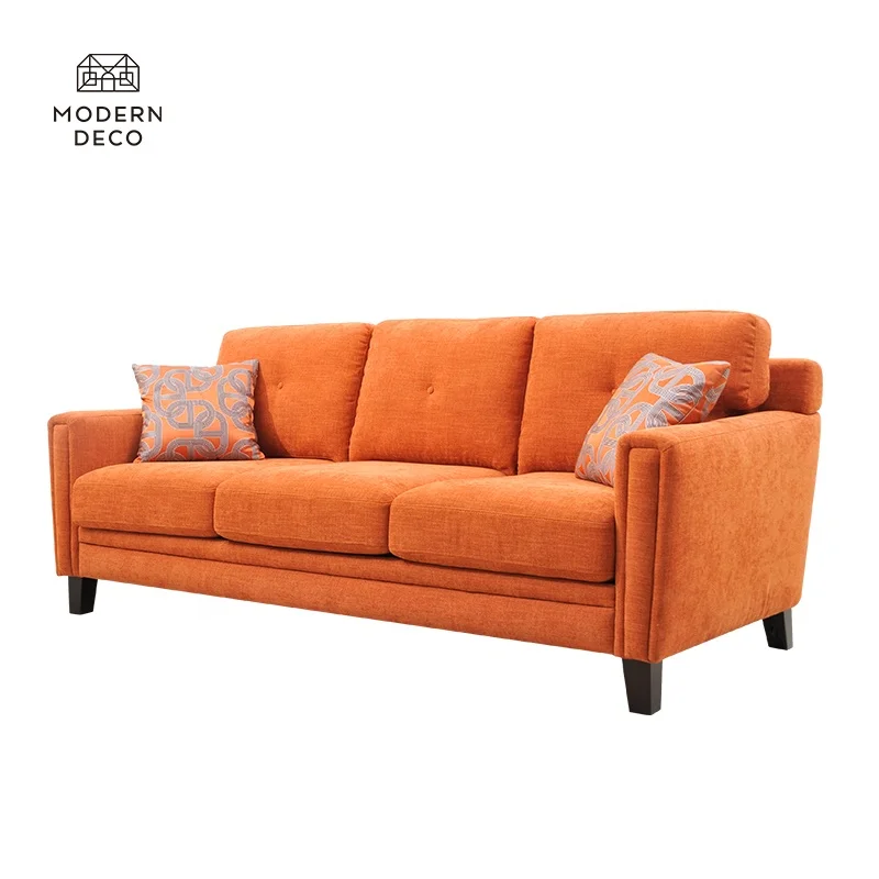 
fabric sofa soffa canape couch orange scandinavian upholstered sofas modern 3-seater sette home furniture wholesale price 