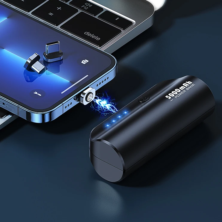 Factory direct sale LED indicator light electric quantity display 2A classic black and white mini outdoor 3-in-1 power bank