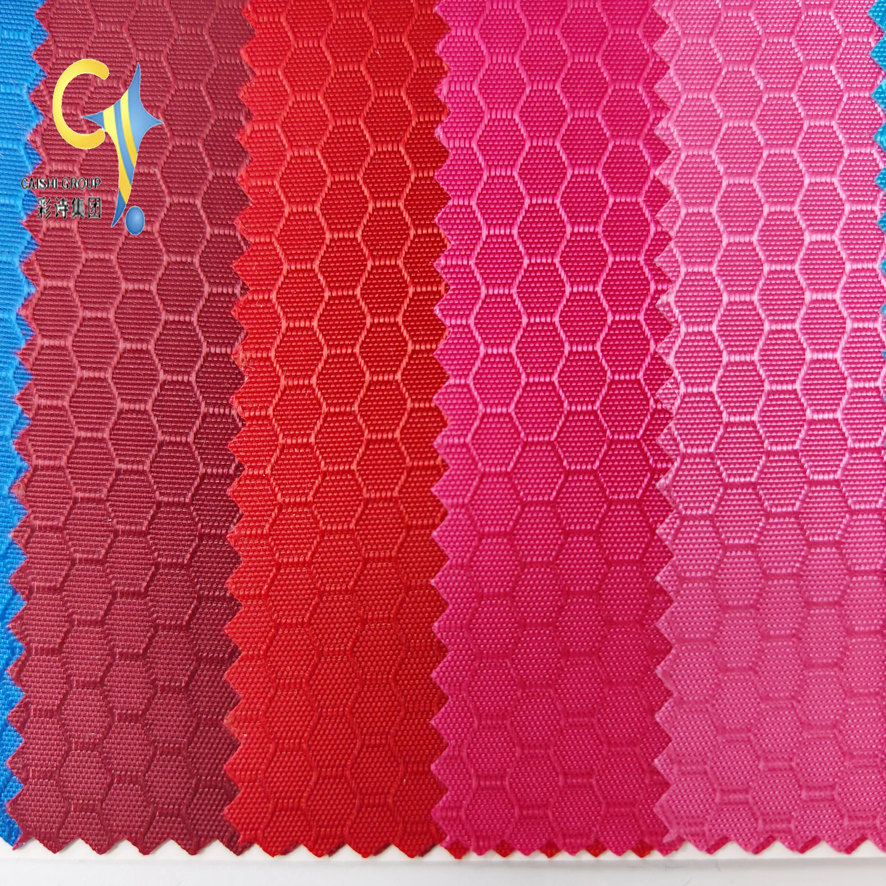 Rpet fabric 100% polyester ZY-057 Honeycomb grid with PU coated for bag Luggage Outdoor oxford fabric