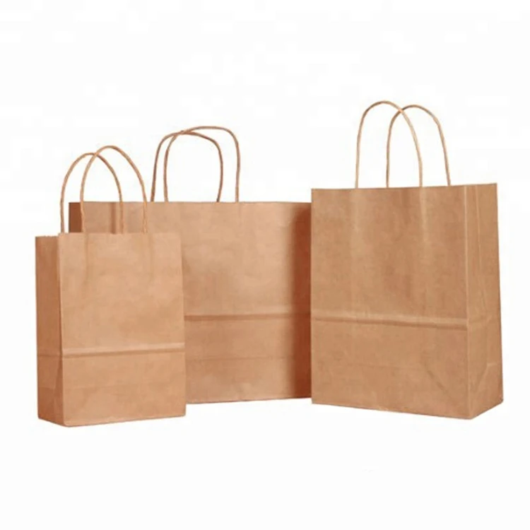 Flexo printing environmental protection recyclable cheap kraft paper shopping gift bags can be customized