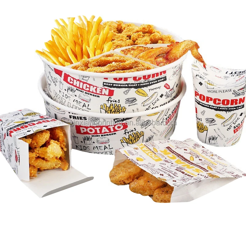 Hamburg fried chicken take out fast food box disposable food packaging french fries snack bucket