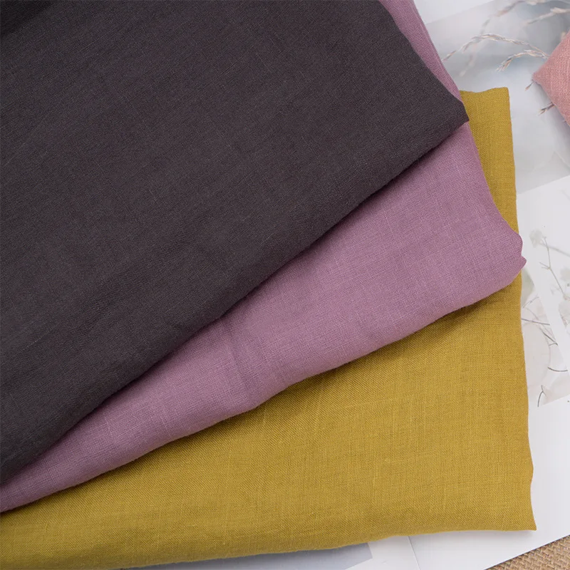 Sand Washed 100% Ramie Linen Cotton Fabric Spring And Summer Thin Vintage Shirt Skirt Pure Ramie Fabric