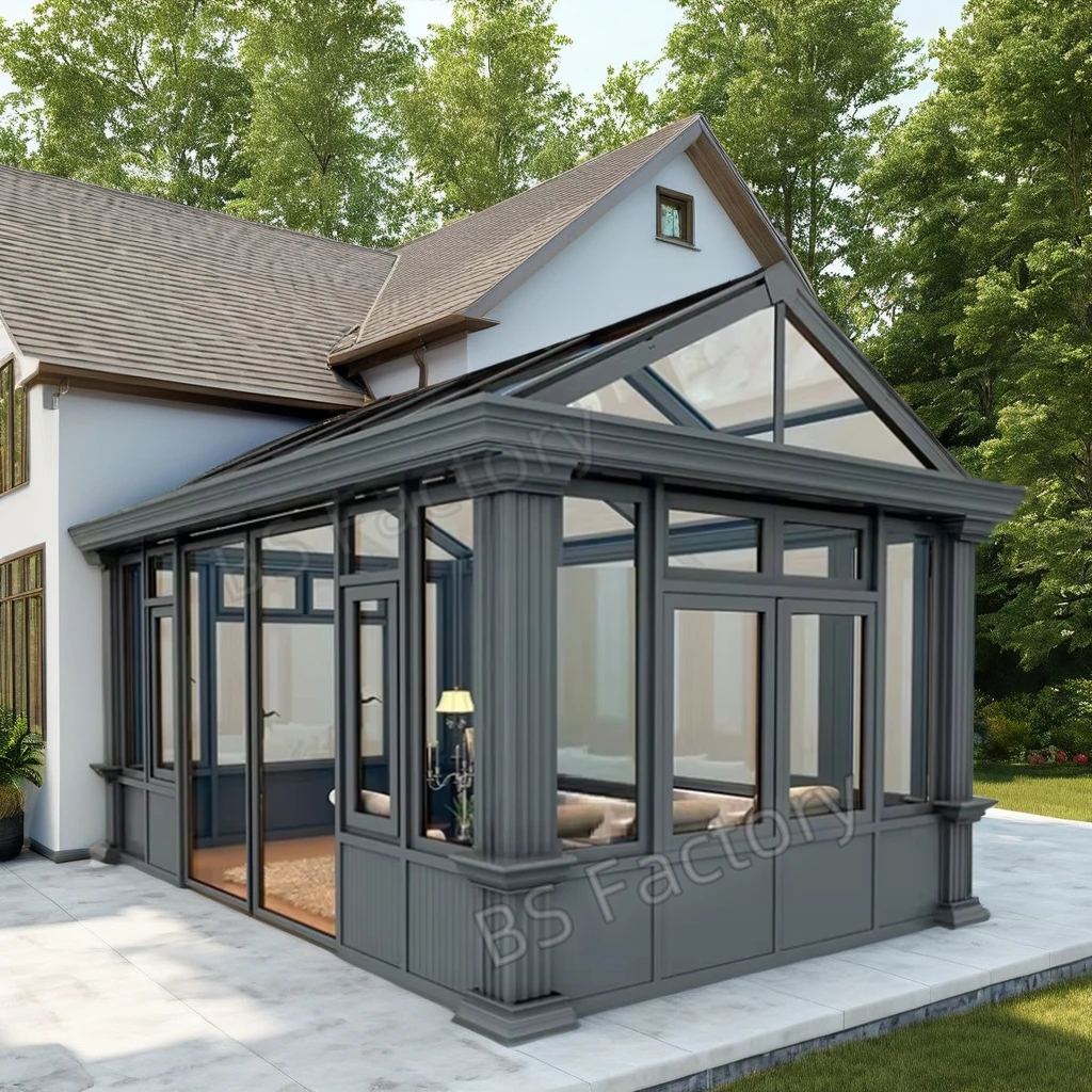 Custom made prefabricated aluminum frame glass room houses customized winter garden free standing conservatory sunroom for sale