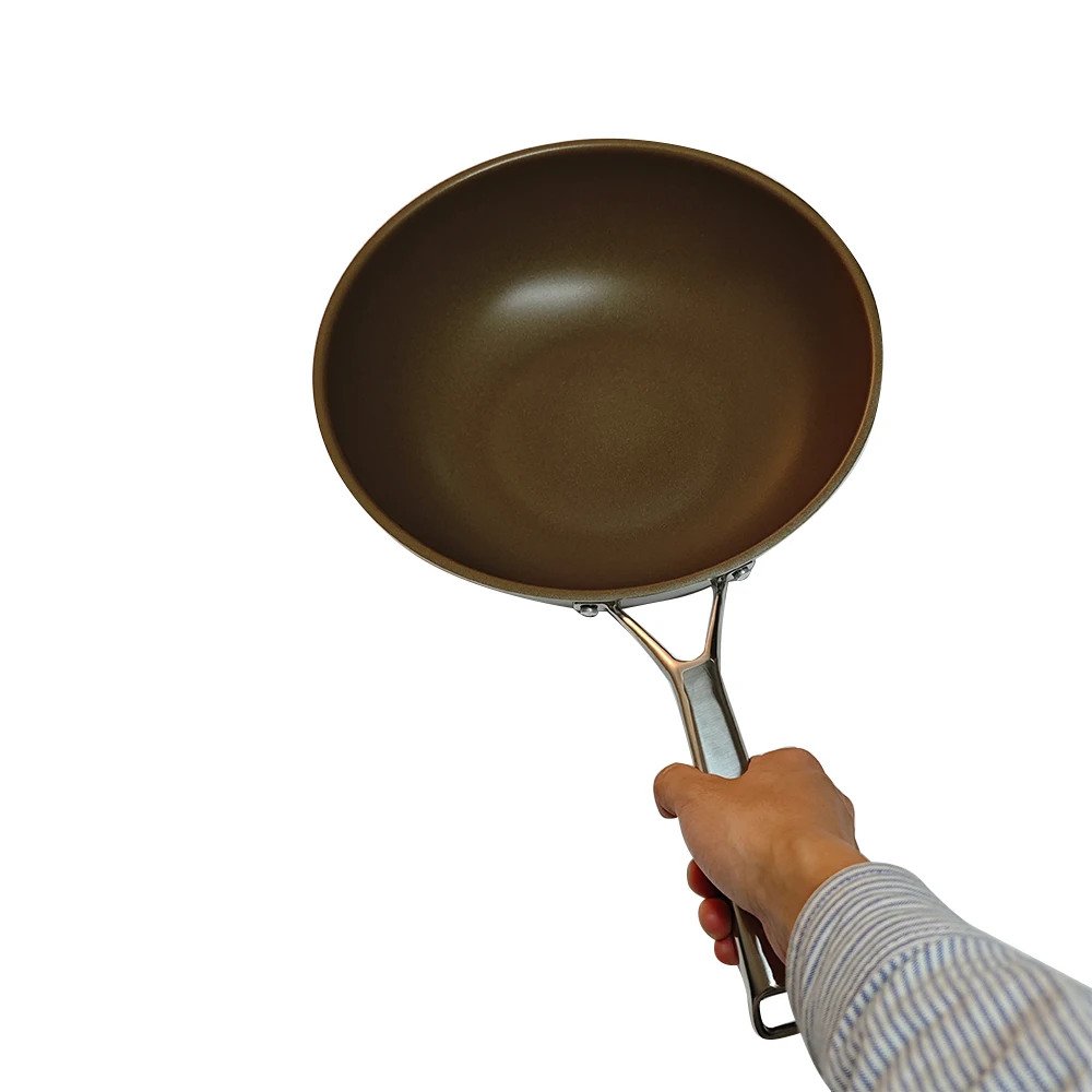 Top Quality Aluminium Alloy Layer Original Wok Induction Universal Gas Stainless Steel 430 Catering Wok