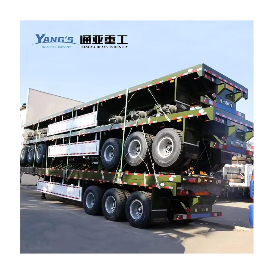 2 3 4 Axles 60 Tons 80 Ton Flatbed Semi Truck Trailers Flatbed Trailers