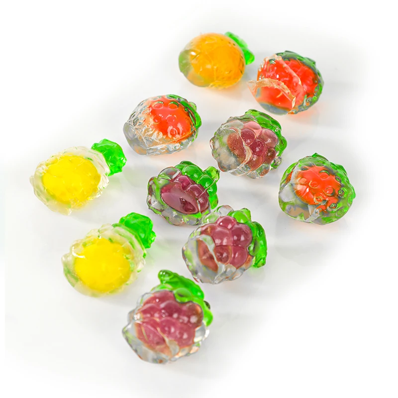 7g Bottled fruit Blasting soft candy Multi-flavor mini fruit candy sandwich fudge with passette
