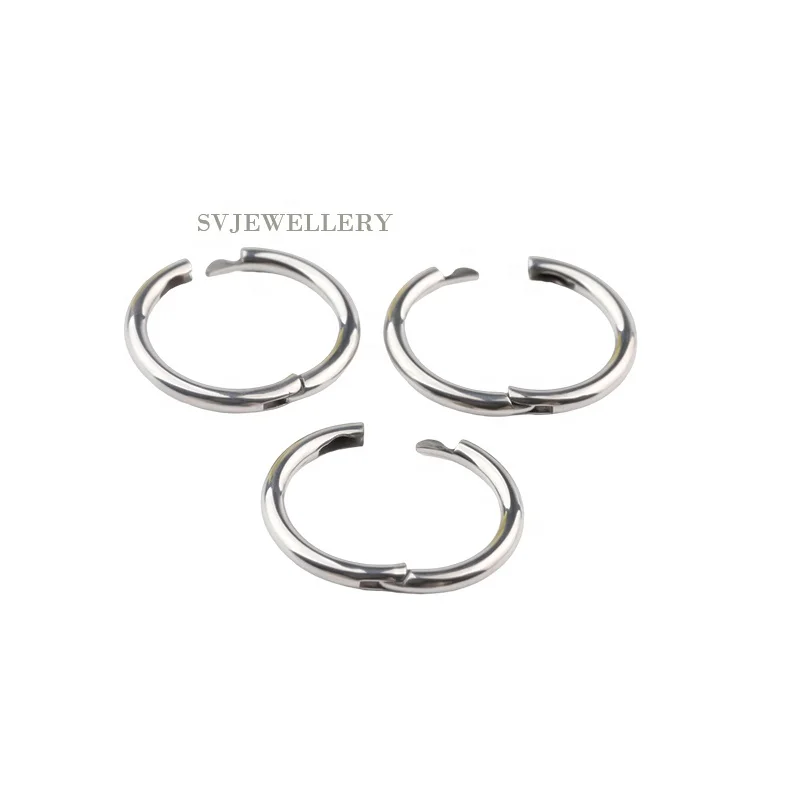 Silver Ear Piercing F136 Titanium Oval Hinged Segment Clicker Ring Silver Ear Bone Pin Earrings Minimalist Ear Piercing