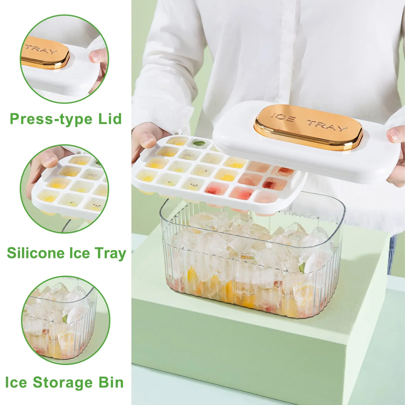 Hot Selling Food Grade Reusable Durable Ice Maker Quick Demould Square Ice Lattice Silicone Ice Cube Tray