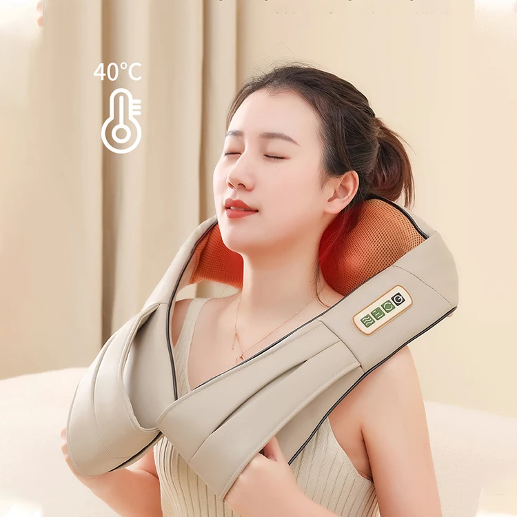 Manual-wired Control Adjustable Shiatsu Smart Electric Back Neck And Shoulder Massager With Heat