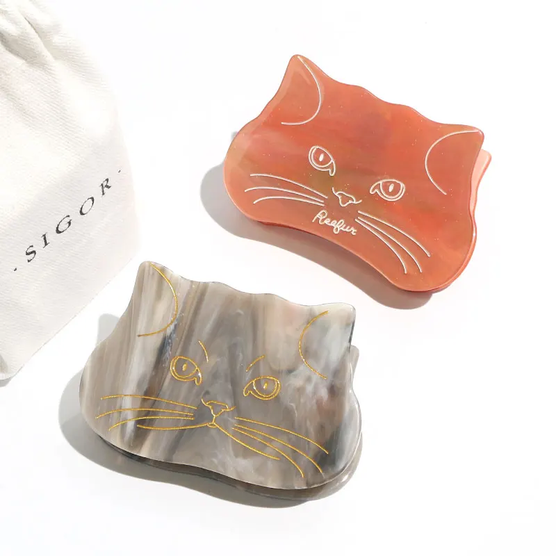korean style lovely cat design celluloid acetate hair claw clips women large plastic acrylic resin hair jaw clips jewelry girls