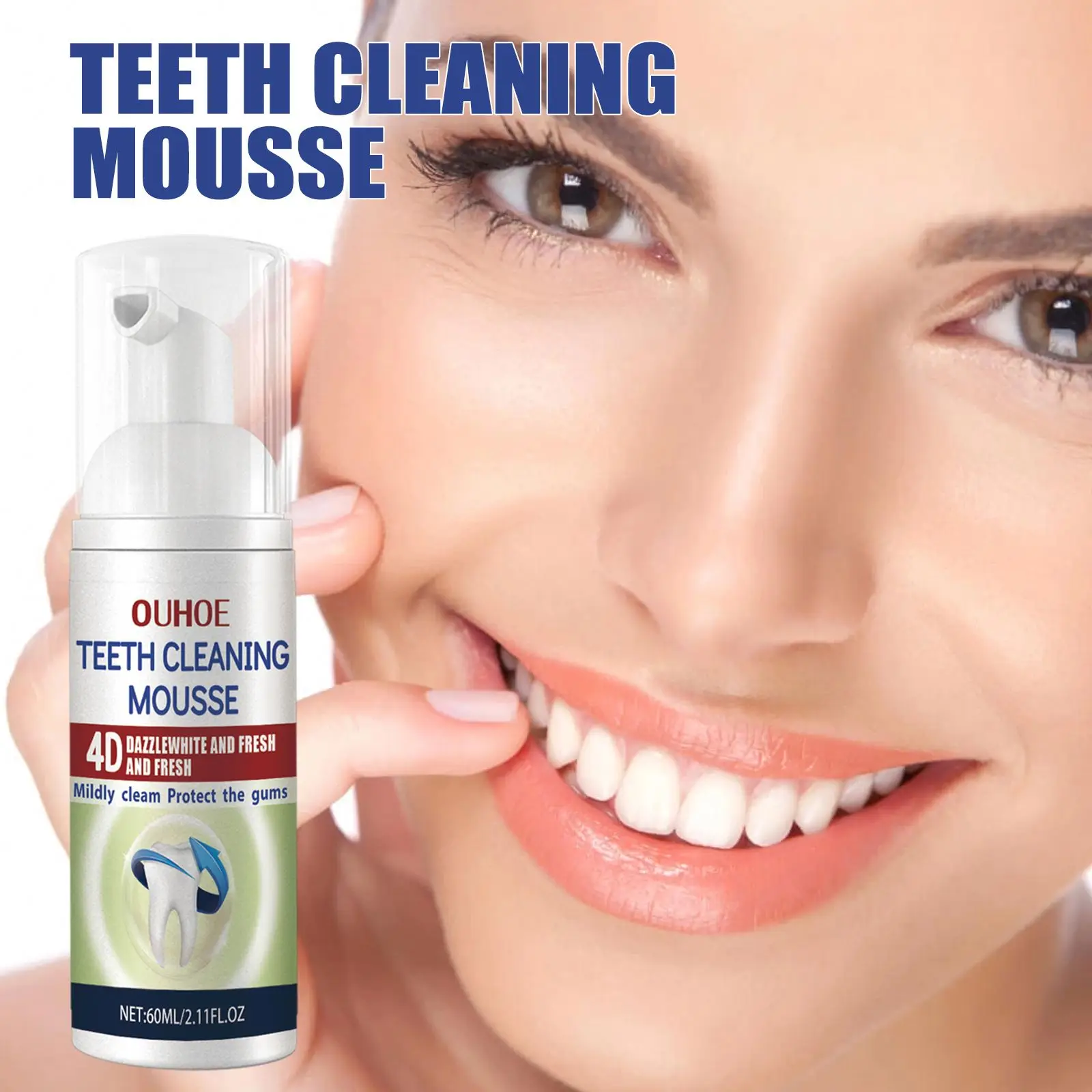 OUHOE 60ML Teeth Whitening Mousse Tooth Whitening Oral Hygiene Foam Bleaching Cleaning White Teeth Toothpaste Remove Stains