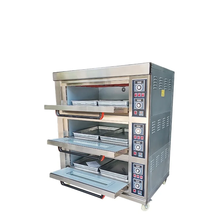 3 deck 6 trays commercial kitchen oven bakery machine equipment baking bread cake