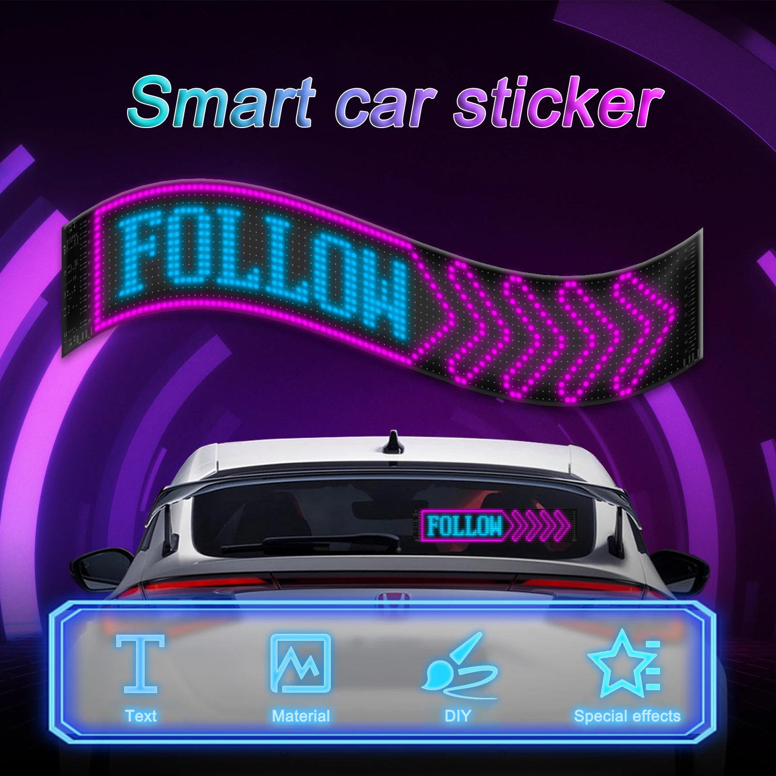 Waterproof Soft LED Screen Smart Phone APP Control LED Light Sign Custom Funny Image LED Matrix Panel For Car