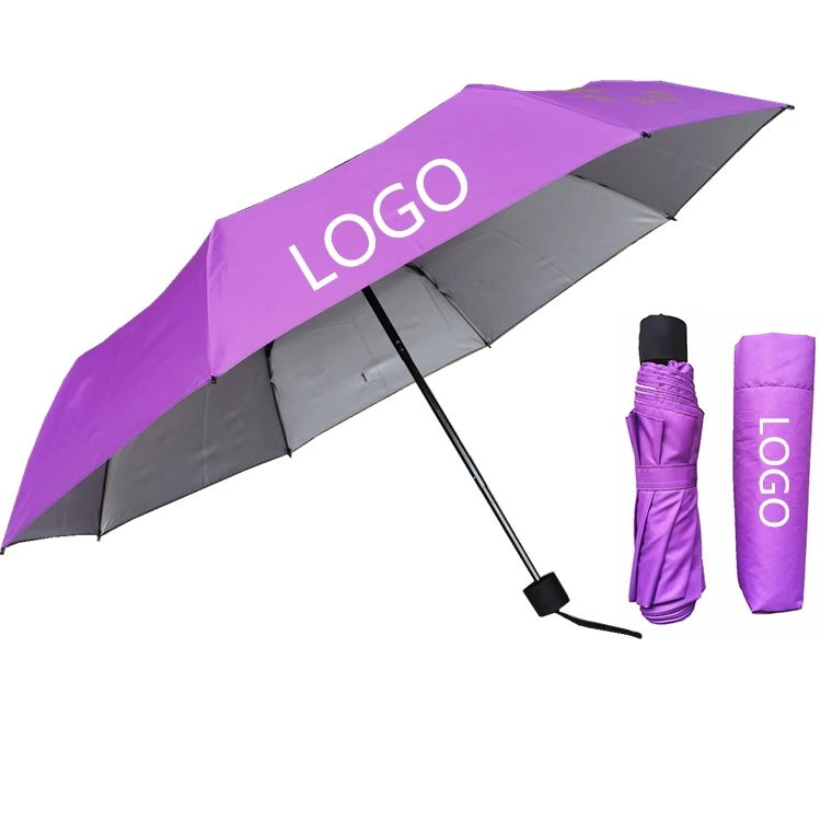 YS-3011 Factory Supply Rain And Sun Folded Parasol Custom Logo Advertising Manual Open Travel 3 Folding Umbrella