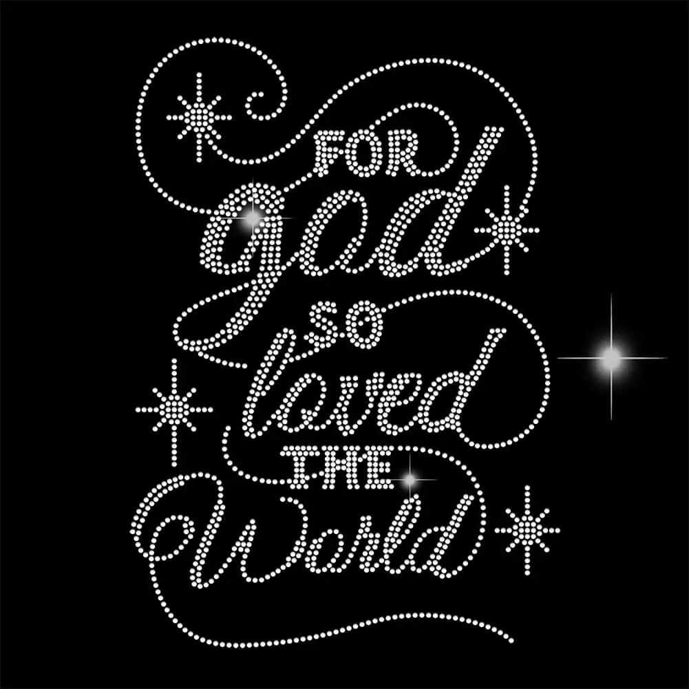 Factory Customized Bling Christian Religious Design Wholesale Iron On Rhinestone Transfer For Shirts
