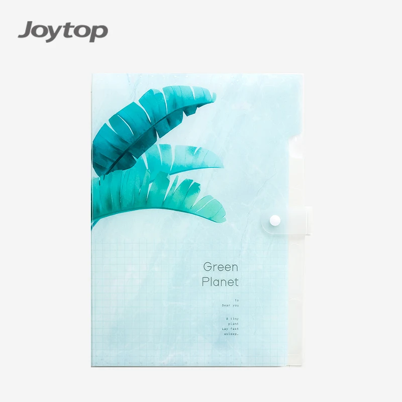  Joytop 6611 индивидуальная папка с зеленым растительным узором A4 PP 5 карманов расширяющаяся для файлов