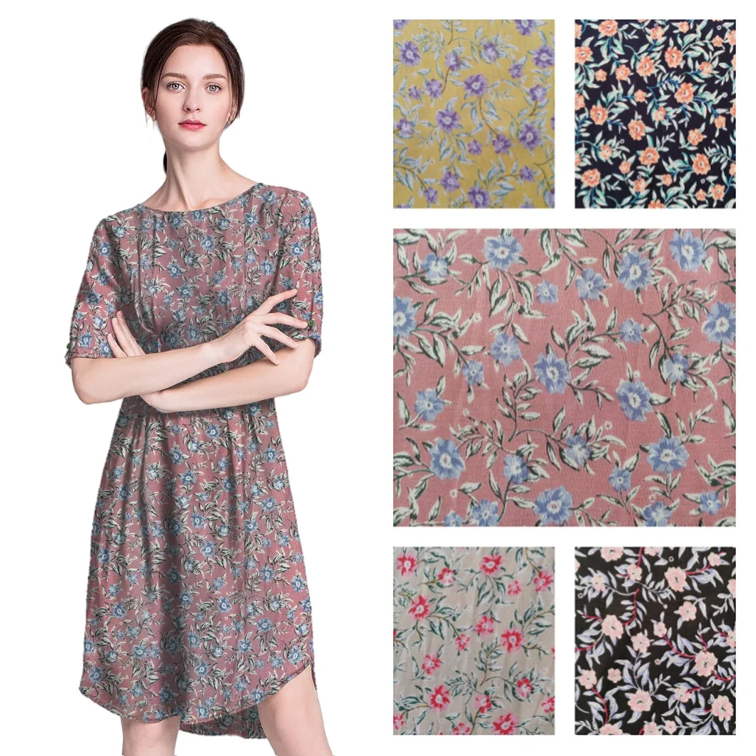 Wholesale Custom 100gsm 120gsm 6 yards Rayon & Viscose & Modal Fabric Like Cotton Floral Print Fabric