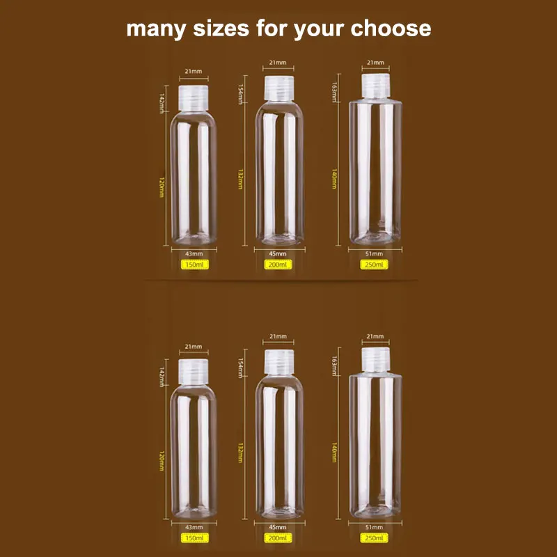 30ml 50ml 120ml plastic packaging pet bottles for cosmetic clear transparent plastic water bottle with cap