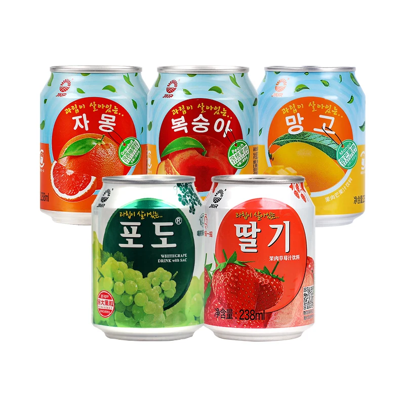 JIUR New Flavors Best seller 238ml mango cans with fruit juices production OEM private label soft drinks flavour for sale