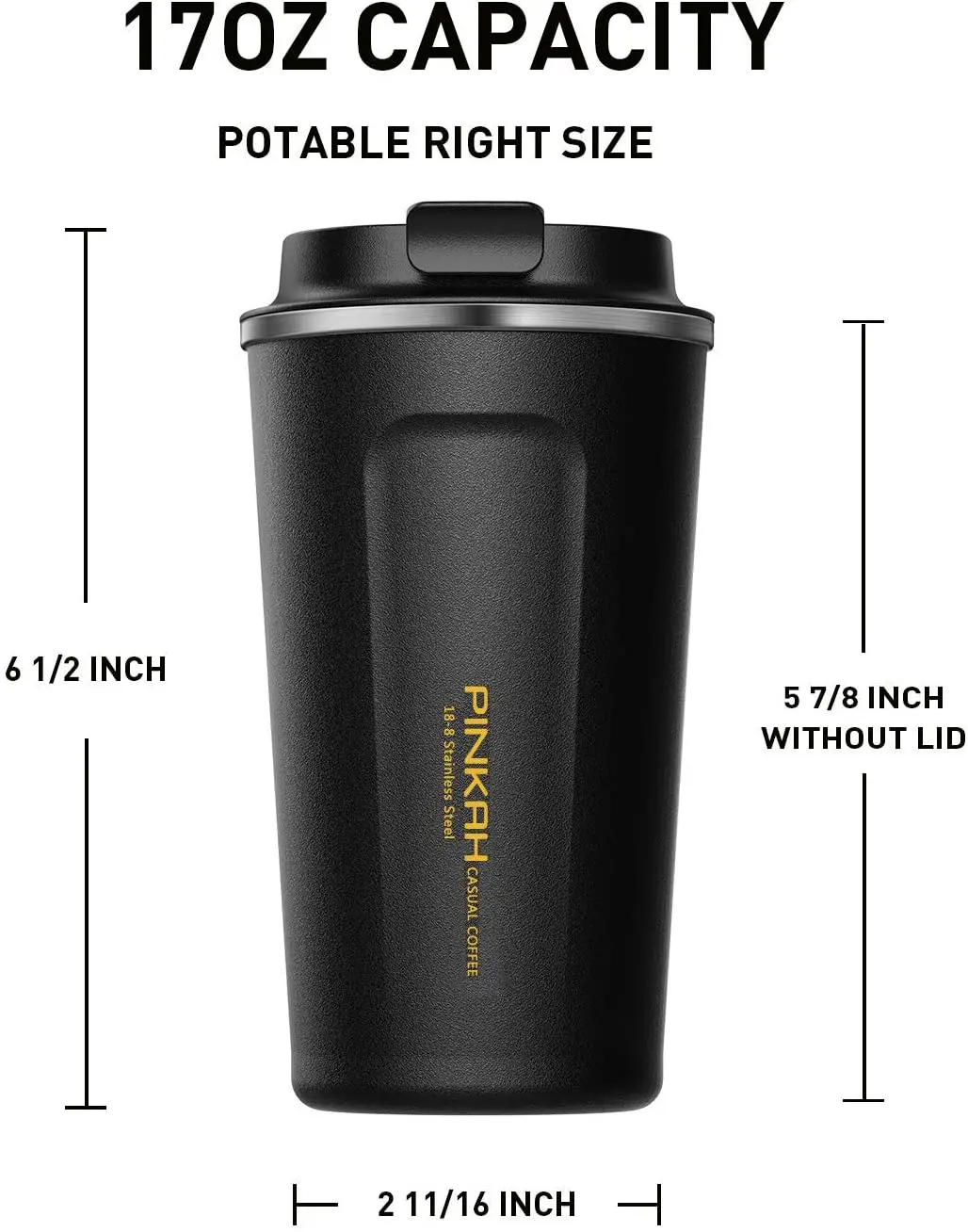 PINKAH Private Label 510ML 17OZ Powder Coated Double Wall Vacuum Insulated stainless steel coffee cup