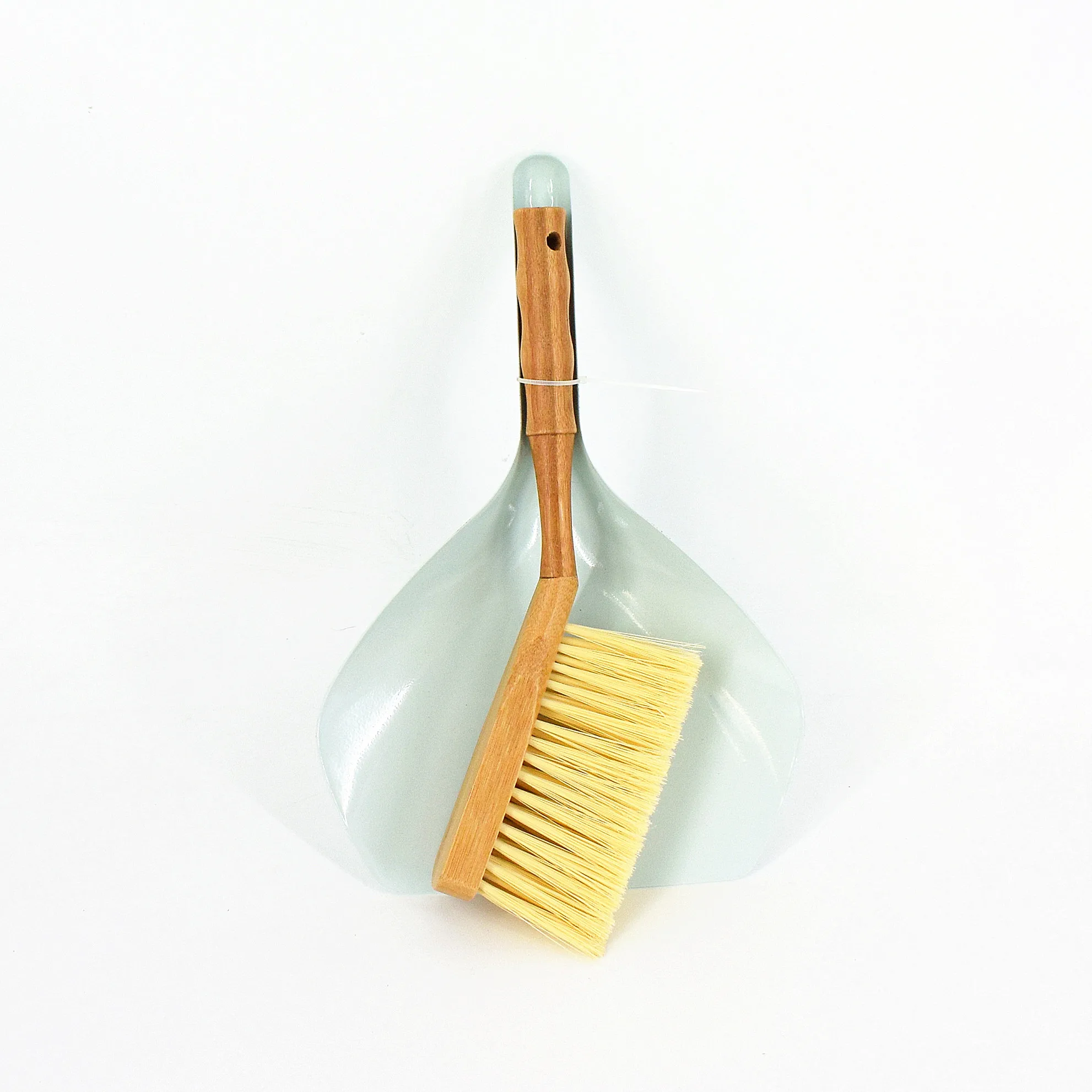 new product metal cleaning dustpan with bamboo handle brush set short handle dustpan