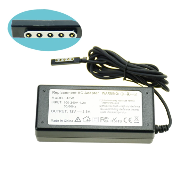 43W Desktop Type Laptop Adapter 12V 3.6A For Microsoft Laptop Charger Surface Pro2 AC DC Adapter