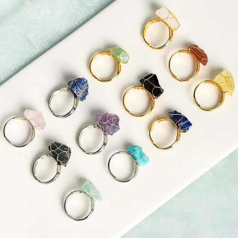 Robin Crystal factory natural gemstone single rough stone amethyst crystal rings