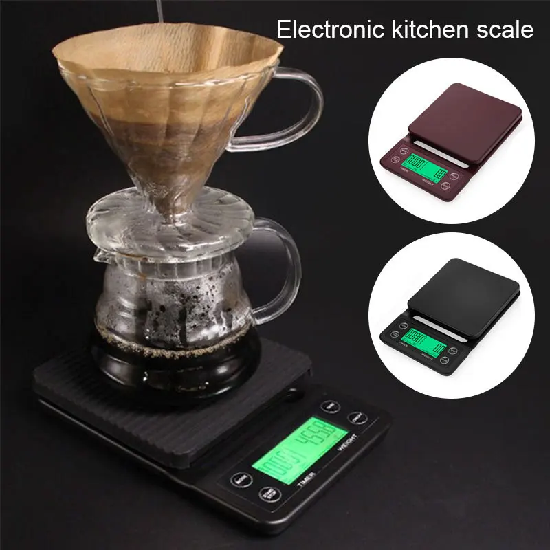 High-precision Electronic Coffee Scale with Waterproof Pad LED Display USB Timing Professional Home Coffee Accessories 3kg/0.1g