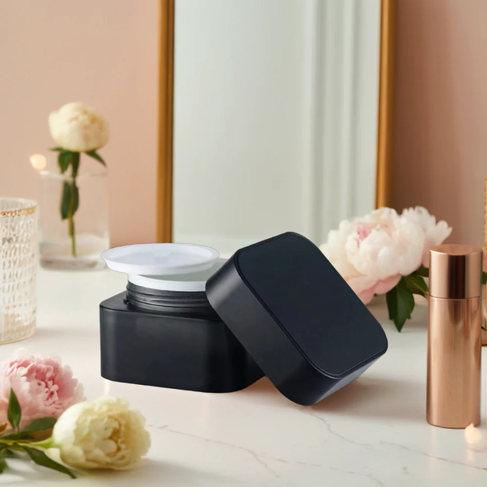 High-End 50g Double-Walled Acrylic Square Plastic Jar for Face Skin Care and Cosmetics