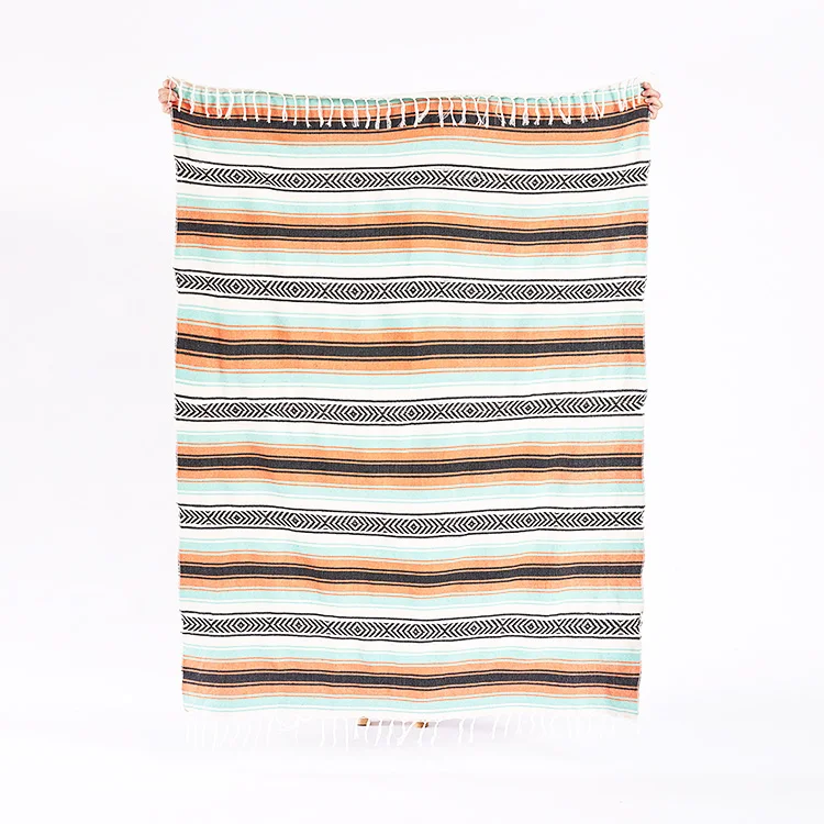 Wholesale Handmade Traditional Woven Mexican Colorful Cotton Picnic Couch Blanket For Seat Cover